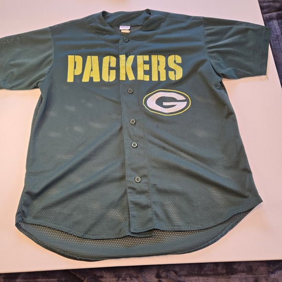 Green Bay Packer Mesh Button Up Unisex Jersey and Baseball Hat - Picture 2 of 11